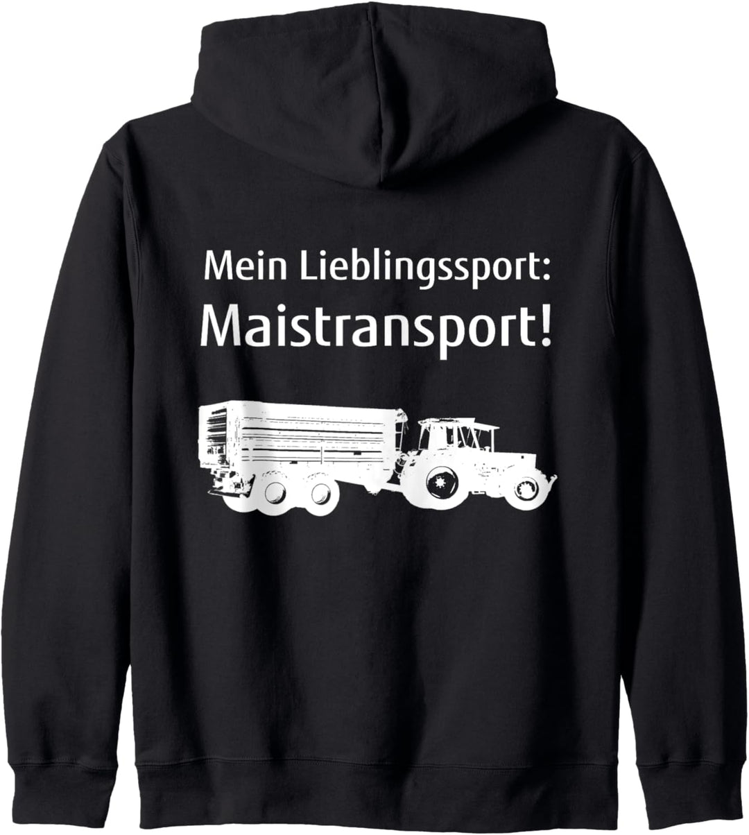 Druck auf Rücken Mais häckseln Landwirt Bauer Maistransport Kapuzenjacke