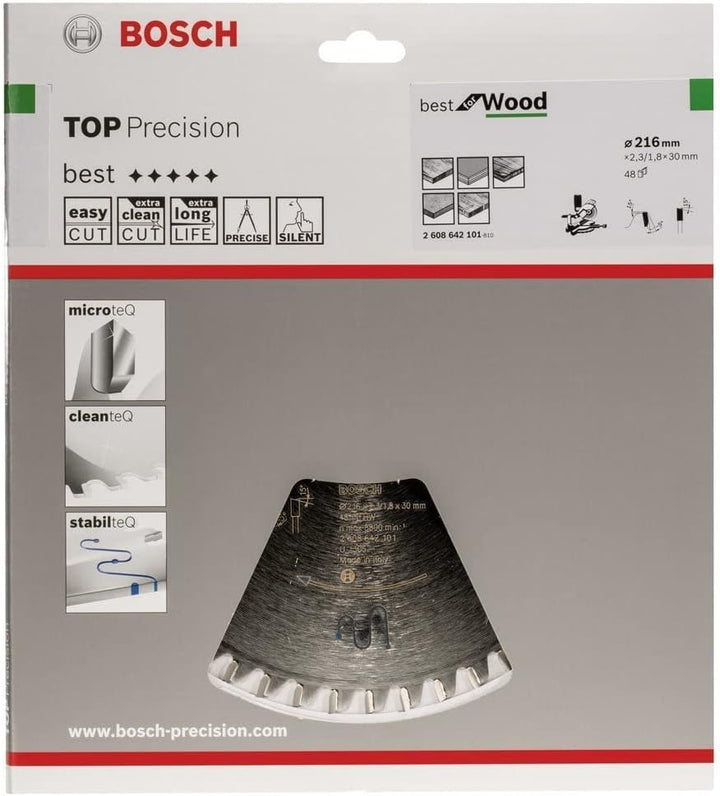 Bosch Accessories Bosch Professional 2608642101 Kreissägeblatt Best for Wood 216 x 30 x 2.3 mm Z48WZ