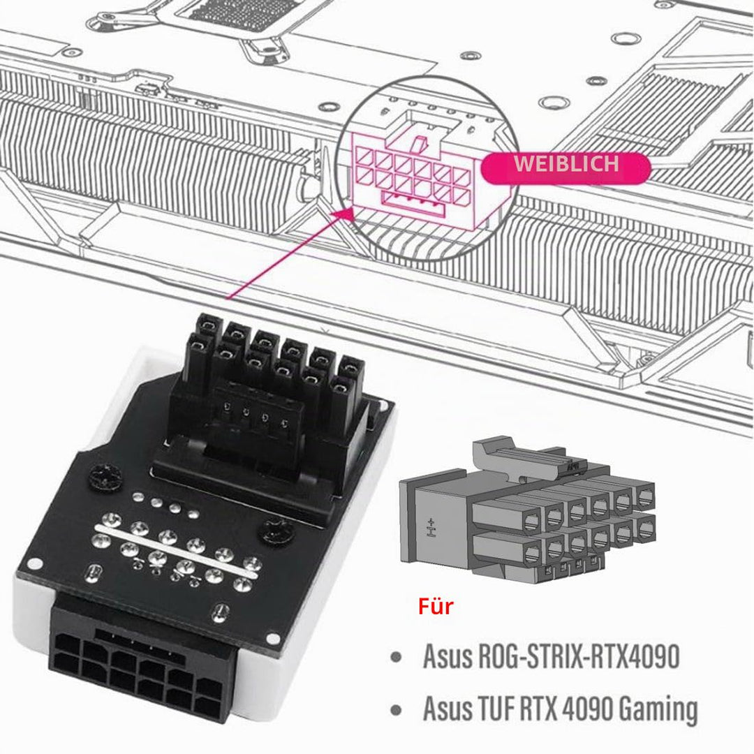 chenyang ATX3.0 PCI-E 5.0 12VHPWR 16Pin Power Modular 90 Degree Down Angled Connector Adapter for 30
