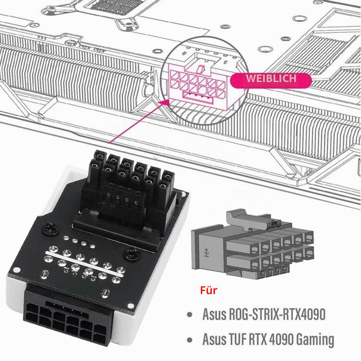 chenyang ATX3.0 PCI-E 5.0 12VHPWR 16Pin Power Modular 90 Degree Down Angled Connector Adapter for 30
