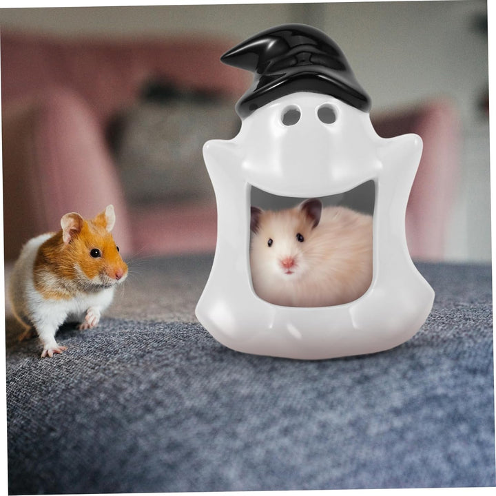HEMOTON Keramisches Hamster Nest Halloween Geisterform Kühlversteck für Sommer Hamsterhaus für Klein