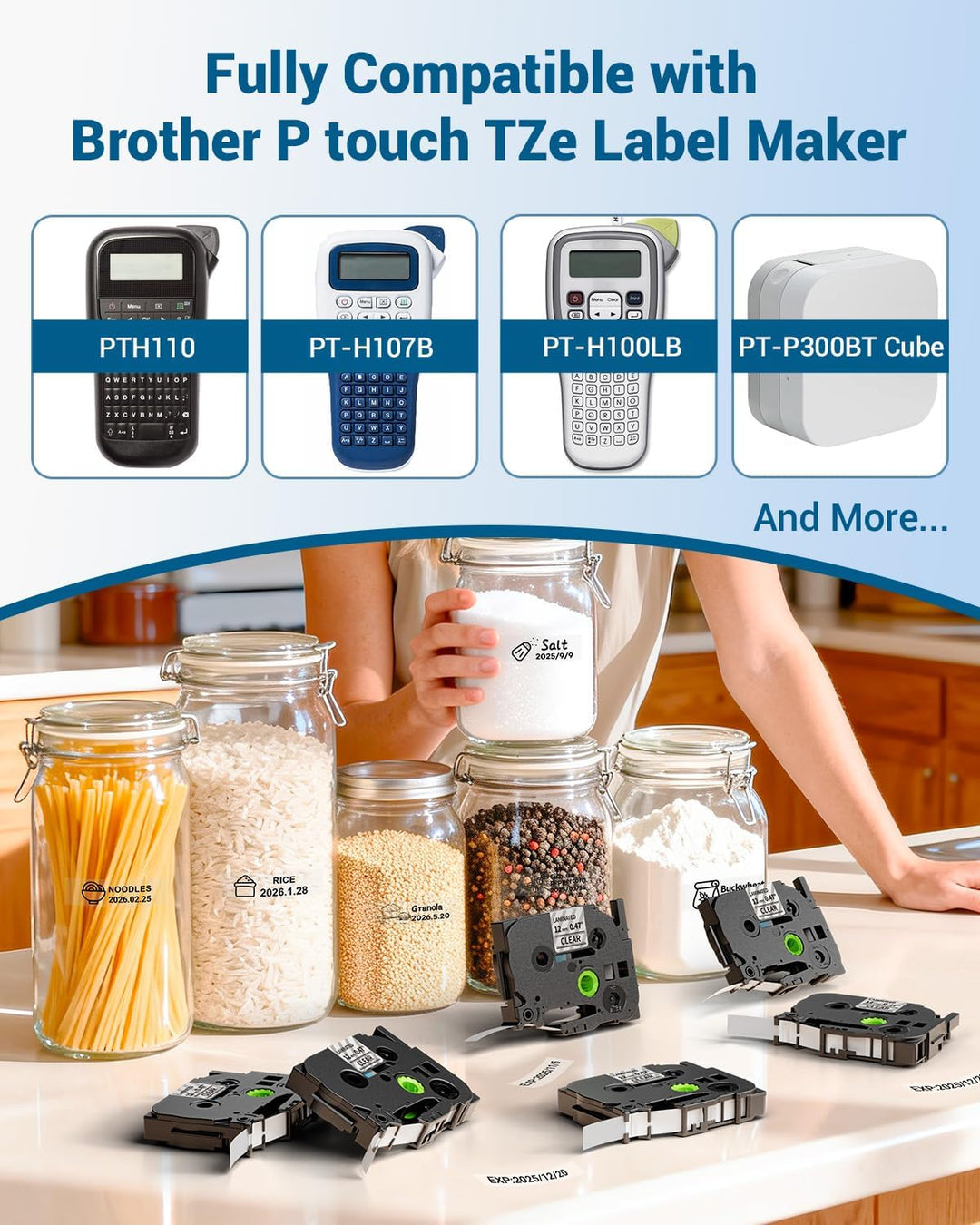 MarkField 6x TZe-131 12mm Clear Bänder Kompatibel mit Brother P-touch | Transparent Schriftband 12mm