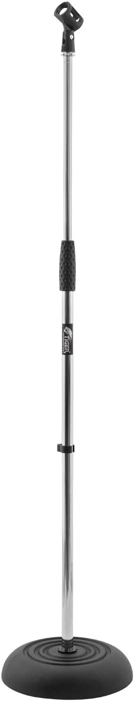 Tiger MCA14-CM Mikrofonständer mit Rundfuss - Chrom & Stagg 3M Mikrofon Kabel, 1x XLR Stecker - 1x X