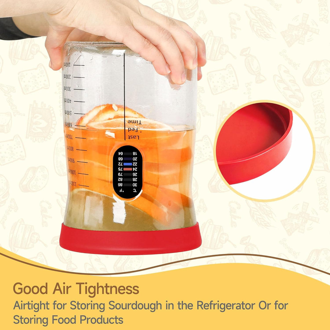 Coco Bird Pro Sauerteig Starter Set – 1,5L Grosses Sauerteig Glas mit 17 Rezepten – Sauerteigstarter