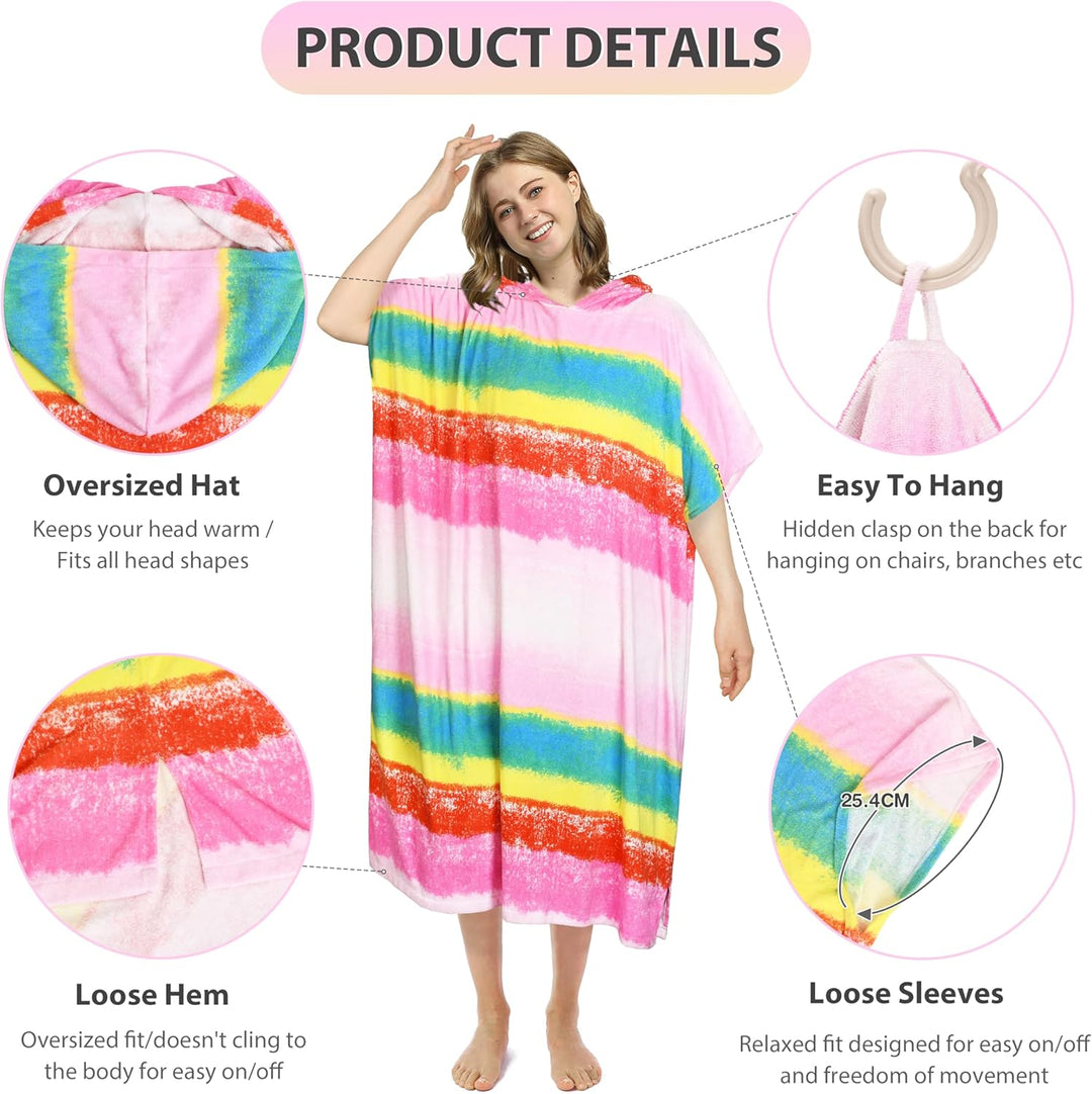 Kato Tirrinia Mikrofaser Frottee Surf Poncho Handtuch Badeponcho Bademäntel Sauna Damen Herren, Gros