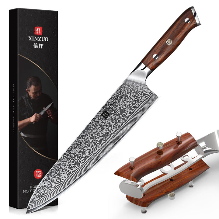 XINZUO Damaststahl Kochmesser 25.5cm, Handgeschmiedet scharf Küchenmesser 67 Schichten Damaststahl p