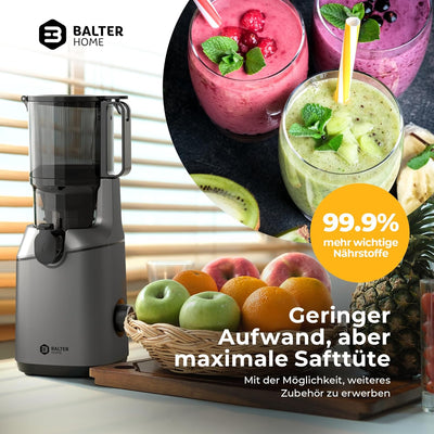 Balter Entsafter Slow Juicer, Grosse 108MM Öffnung, 250 Watt, Entsafter für Gemüse und Obst, Früchte