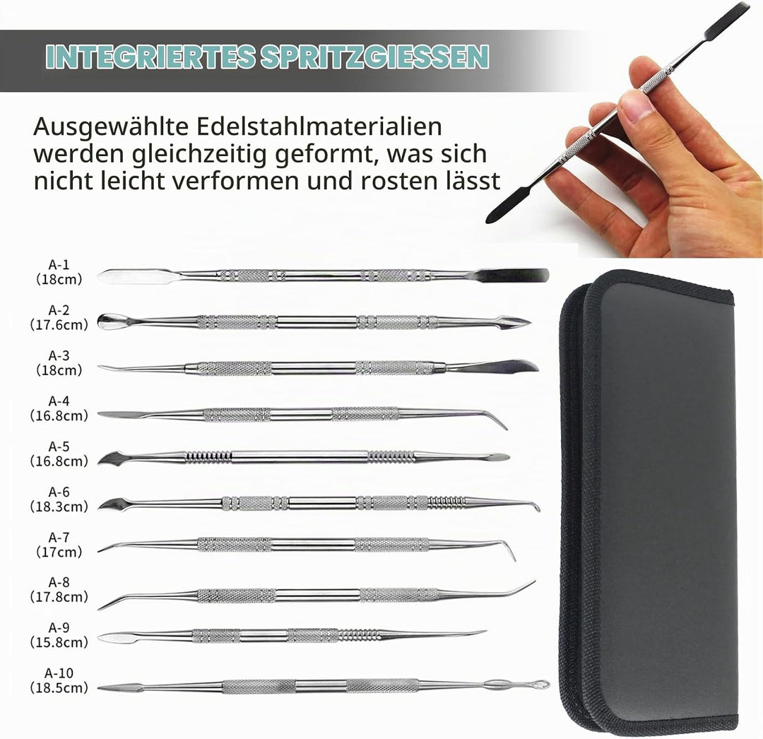 10 Stück Doppelendiges Wachs Ton Skulptur Schnitz,Edelstahl Ton Wachs Schnitzwerkzeug,Wachsschnitzer