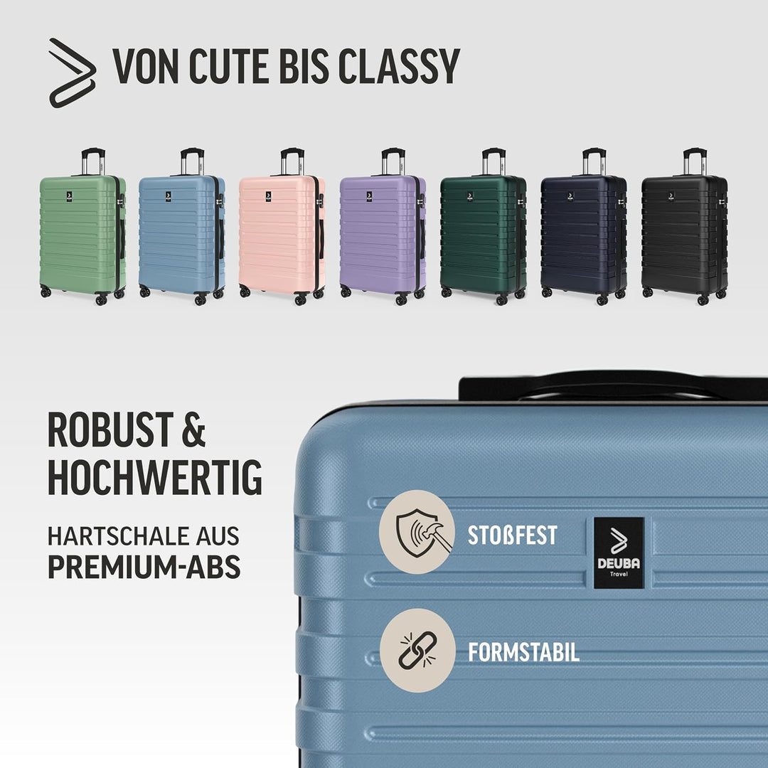 DEUBA® TRAVEL Koffer Set 3tlg 55x40x20 Sicherer Stauraum Kreuzgurt PVC Fach Reisekoffer Gross Trolle