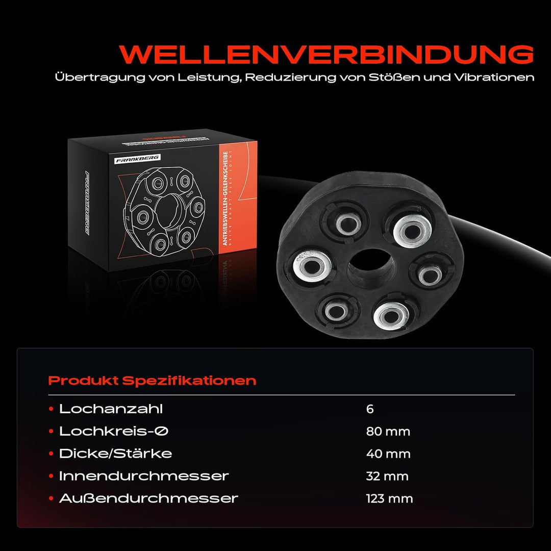 Frankberg Gelenkscheibe Kardanwelle Kompatibel mit 124 Stufenheck W124 200 D 200 E 250 D 2.0L-2.5L 1