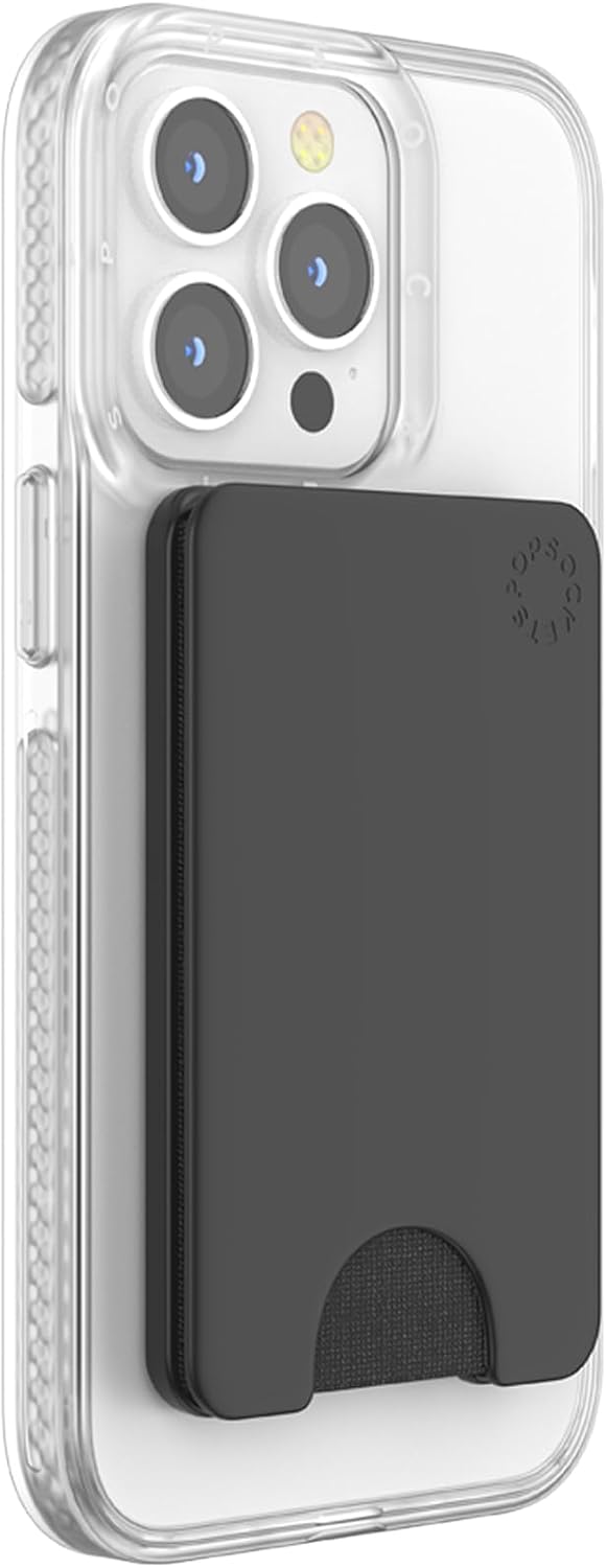PopSockets Handy-Wallet für MagSafe, Kartenhalter ohne Grip, Black - Black Schwarz, Schwarz