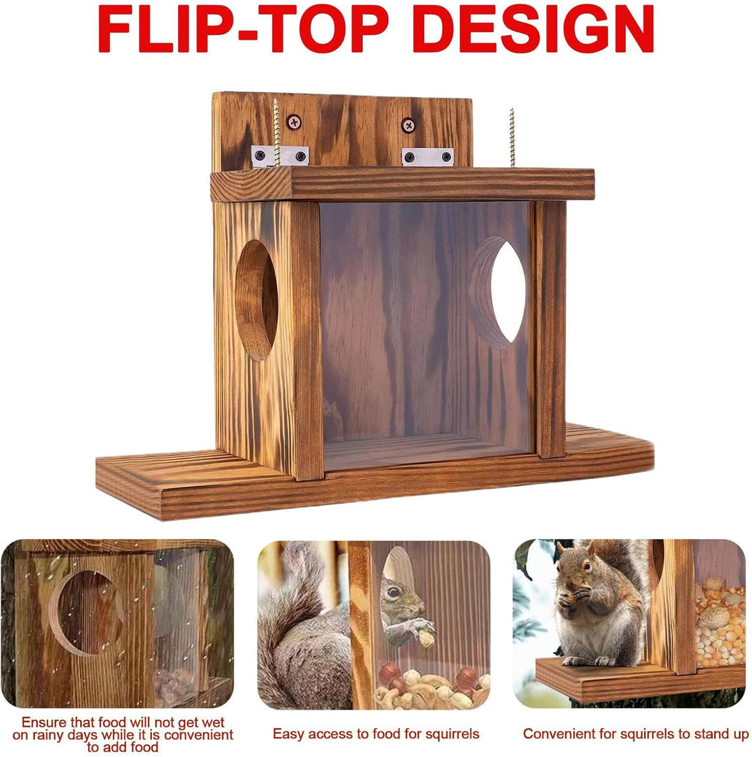 Eichhörnchen Futterstation - Eichhörnchen Futterhaus Wetterfest Aus Holz Mit 2 Eingänge & Sitzplattf