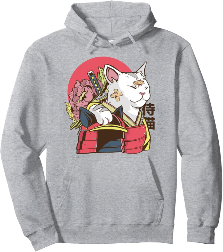 Coole Samurai-Krieger-Katze l Lustige japanische Kunstgrafik Pullover Hoodie
