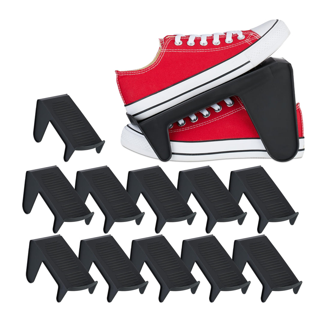 Relaxdays Schuhhalter, 12er Set, bis Grösse 39, rutschfeste Schuhablage, Kunststoff, Ordnungssystem