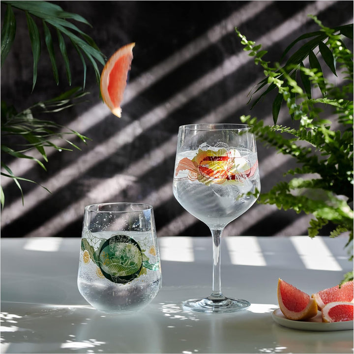 Ritzenhoff 3791001 Gin-Glas 700 ml – 2er-Set – Serie Botanic Lights Nr.1 – 2 Stück mit Sommerfarben
