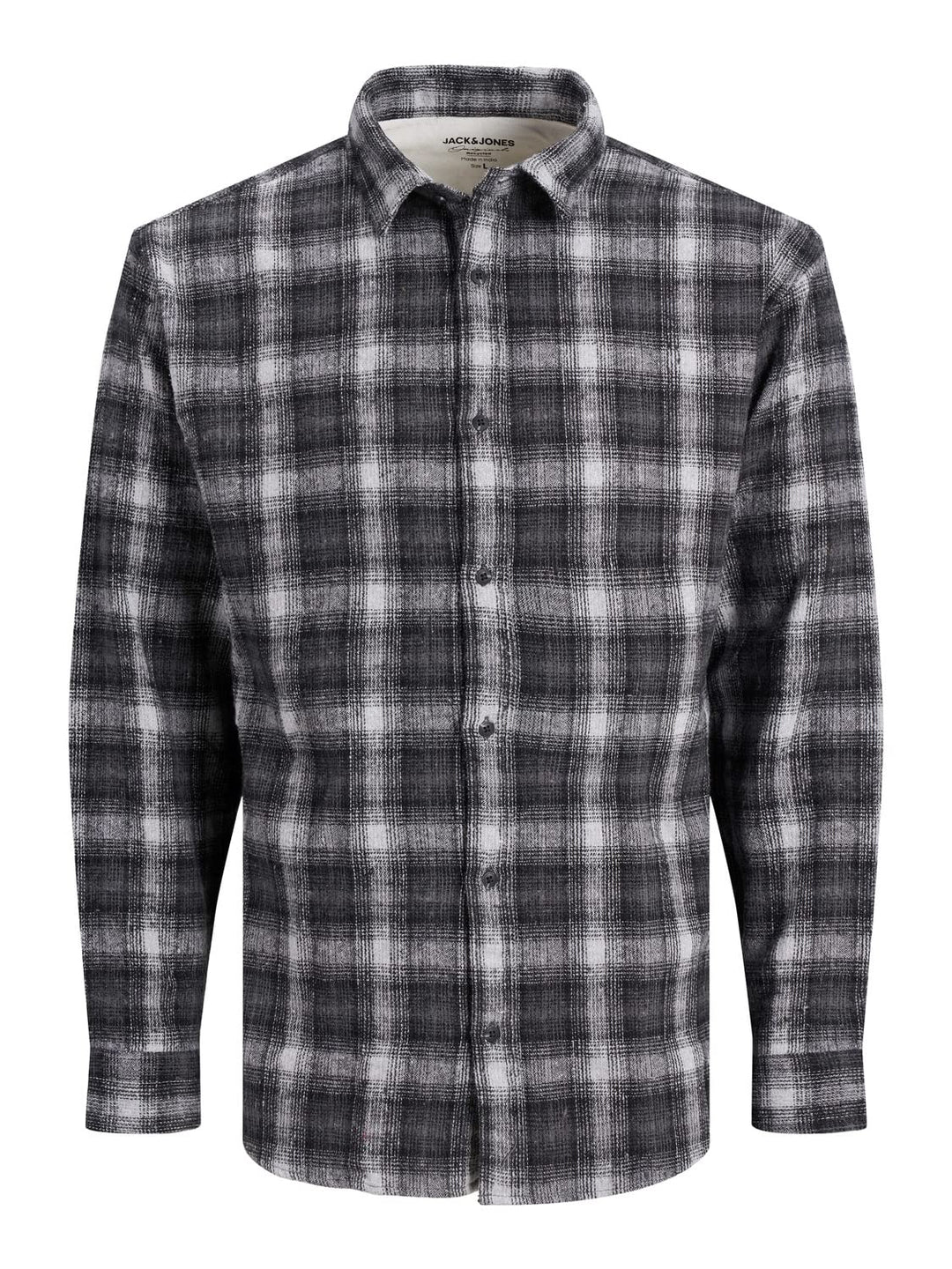 JACK & JONES Herren Jorcarl Check Rush Relaxed Shirt Ls Blk Hemd L Asphalt, L Asphalt