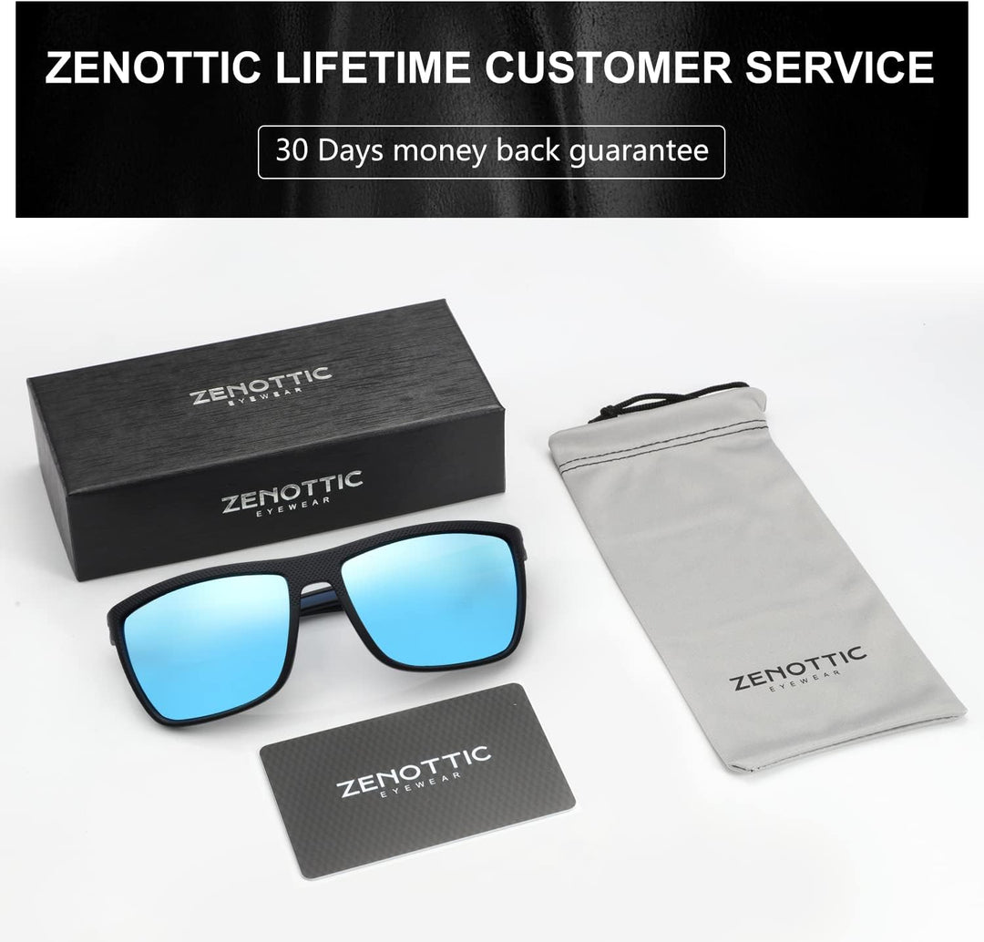 ZENOTTIC Sonnenbrille Herren Polarisiert Leichte TR90 Rahmen UV400 Schutz Quadrat Sonnenbrille C004