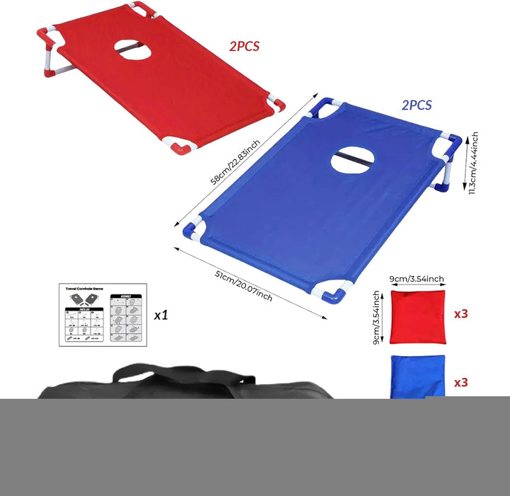 Cornhole Board Set, Portable Bag Toss Game for Kids and Adults, 56 x 50 cm Folding Boards with 6 Bea