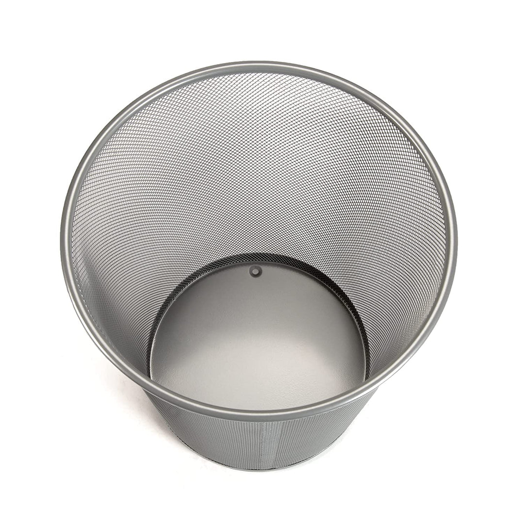 SENENQU 3 Stück Papierkorb Büro Metall, 12L Büro Mülleimer Silber Metall Gitter, Kleine Papierkorb M