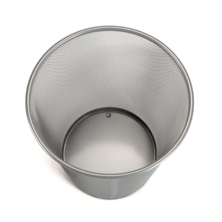 SENENQU 3 Stück Papierkorb Büro Metall, 12L Büro Mülleimer Silber Metall Gitter, Kleine Papierkorb M