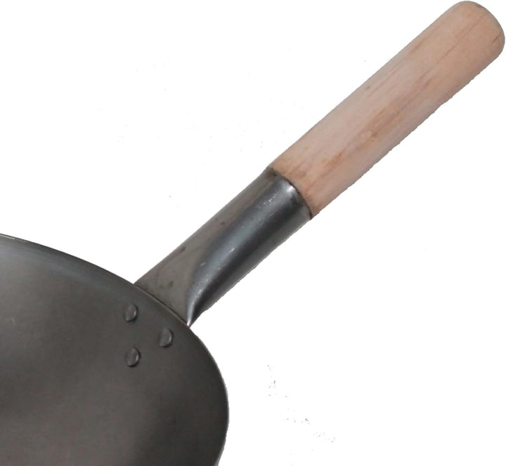 AAF Nommel ®, Wok Pfanne Flacher Boden Ø 40 cm aus Karbon Stahl, für Gas und Induktionskochfelder, m