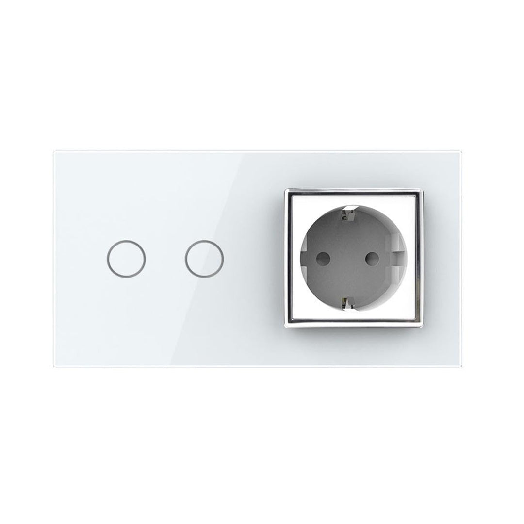 LIVOLO Touch - Rollladenschalter/Jalousienschalterund Steckdose Unterputz Komplettset mit Glasblende