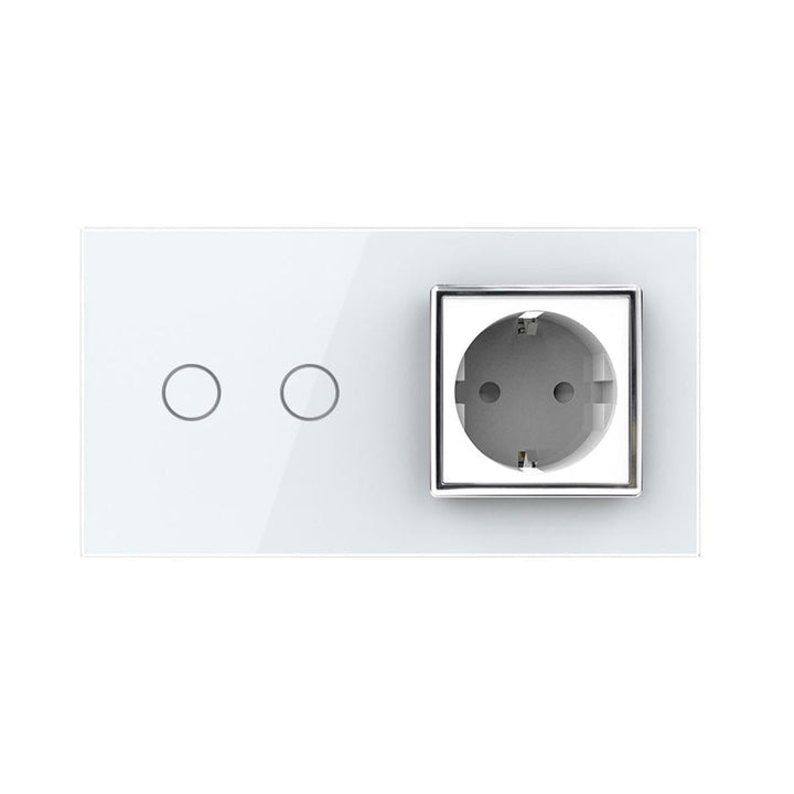 LIVOLO Touch - Rollladenschalter/Jalousienschalterund Steckdose Unterputz Komplettset mit Glasblende