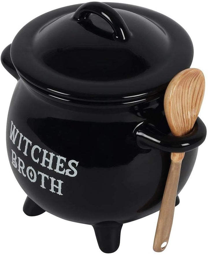something different Witches Broth Cauldron Soup Bowl With Broom Spoon (9/18)