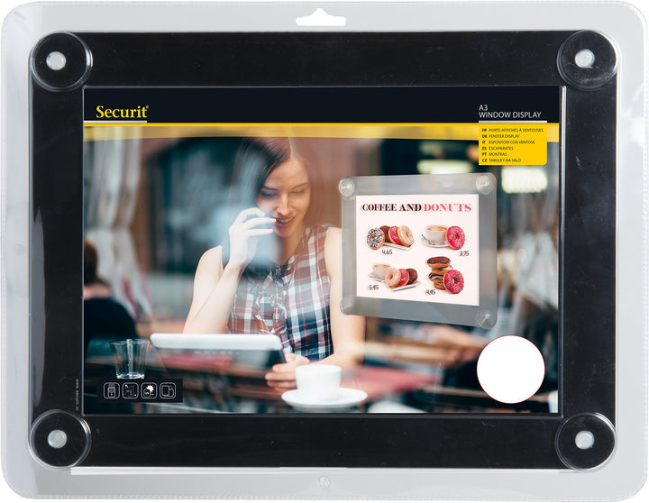 Securit Fenster-Schildhalter A3 schwarz, A3 Schwarz