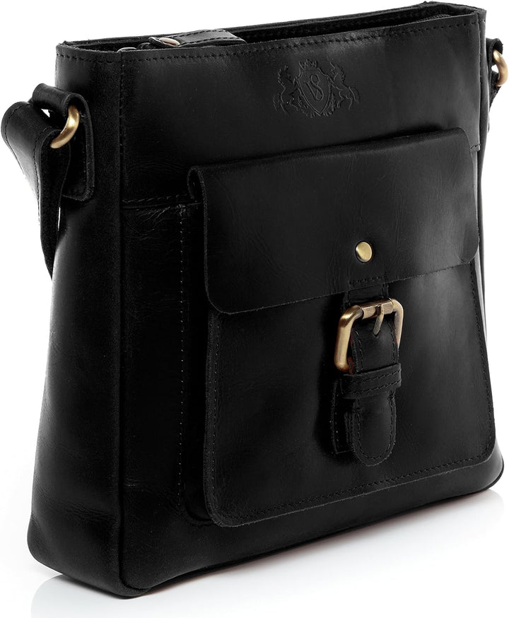 SID & VAIN Schultertasche YALE aus Premium Leder I Handtasche Schultergurt klein für Damen I Umhänge