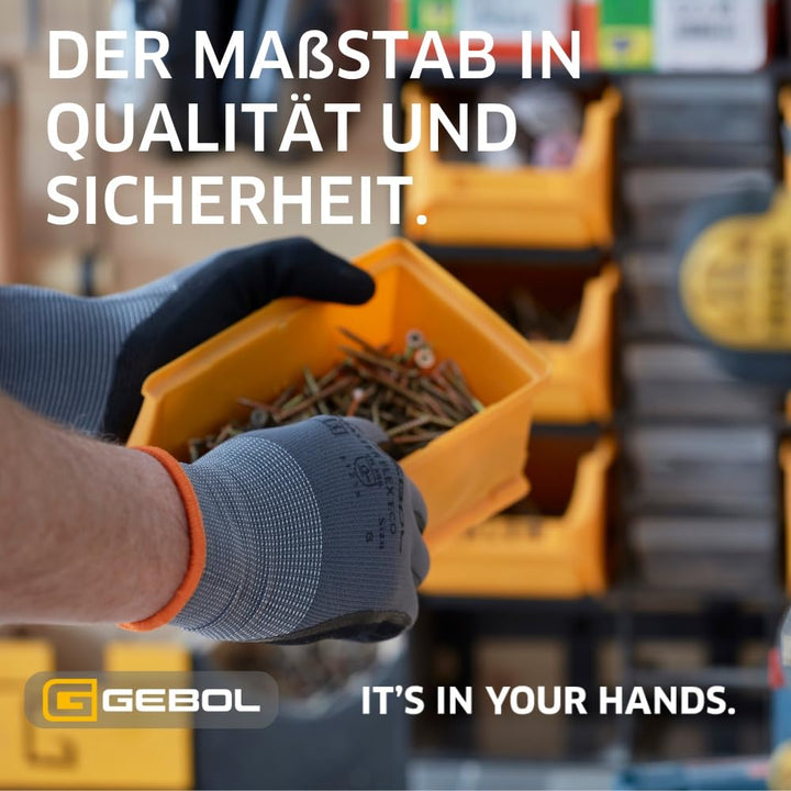 Gebol Master Flex Eco 12er Set | Arbeitshandschuhe mit Nitril-Beschichtung | sicherer Griff | Nitril