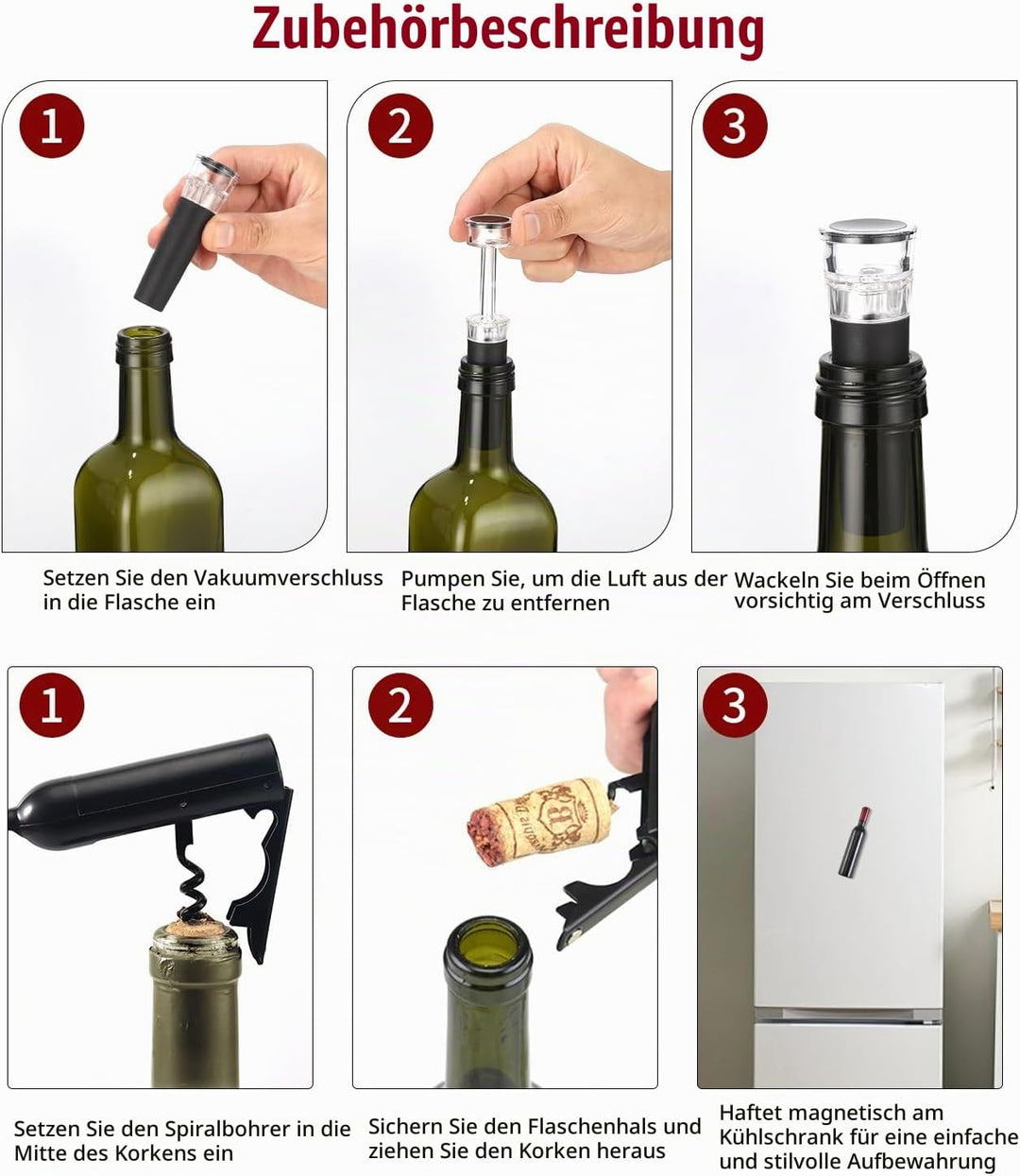Zaxiva Luxus Wein Dekanter Set, Hochwertiger Rotwein Dekanter mit Weinbelüfter, Vakuum Weinstopper &amp;