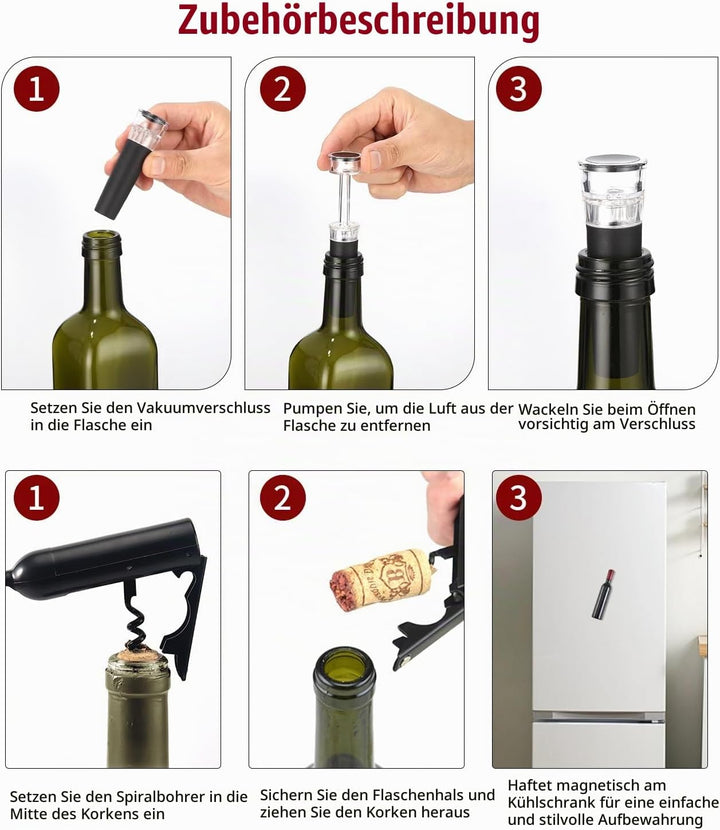 Zaxiva Luxus Wein Dekanter Set, Hochwertiger Rotwein Dekanter mit Weinbelüfter, Vakuum Weinstopper &amp;