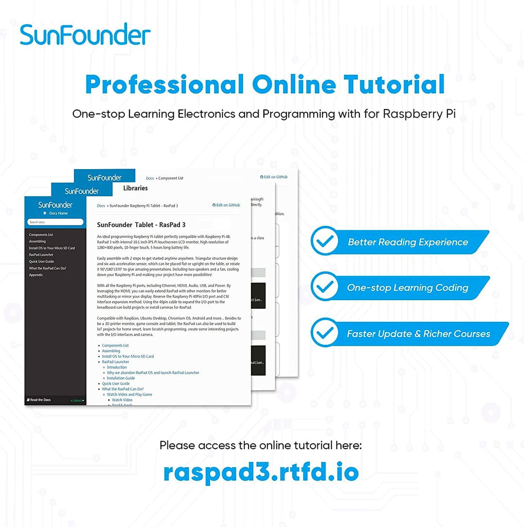 SUNFOUNDER RasPad 3.0 - EIN All-in-One für Raspberry Pi 4B Tablet mit 10,1" Touchscreen und integrie