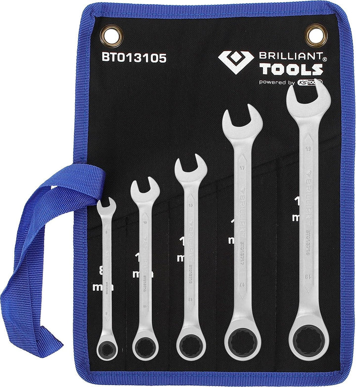 BRILLIANT TOOLS BT013105 Ratschenringschlüssel-Satz, 5-tlg, 8 - 19 mm [Powered by KS TOOLS] 8 - 19 m