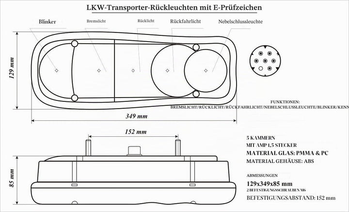 2 x Rückleuchten 12V / 24V für AMP 1.5 BOXER DUCATO LF45 LF55 MASTER FE