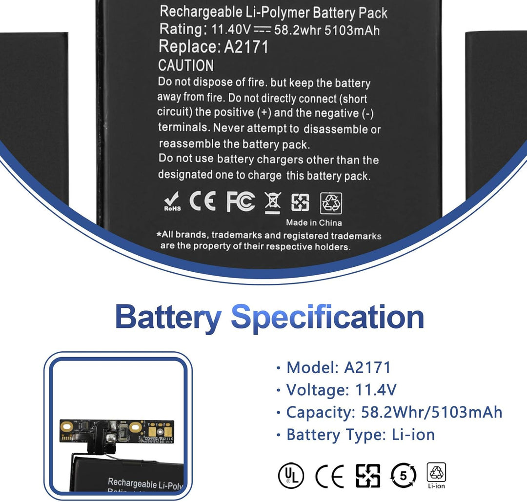 ANTIEE A2171 A2159 A2289 A2338 Batterie Compatible with MacBook Pro 13-inch 2019 2020 (M1) EMC 3301