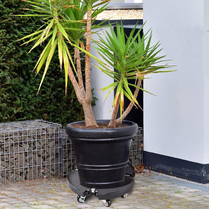 2 Stück Pflanzenroller Rund mit 8 Rädern, Pflanzenroller Aussenbereich Einstellbar 38-51cm Tragkraft