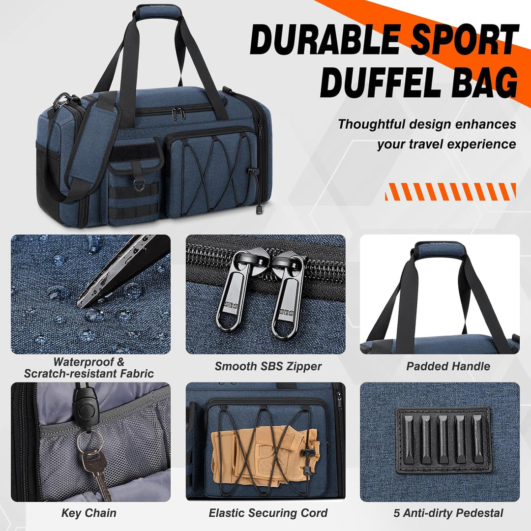RAINSMORE Sporttasche Herren 40L Wasserdicht Sporttaschen mit Schuhfach Nassfach Erweiterbare Reiset