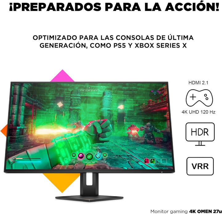 HP OMEN 27u 4K Gaming Monitor für PC und Konsolen, 27 Zoll Bildschirm, 2160p IPS Oxid UHD Display, 1