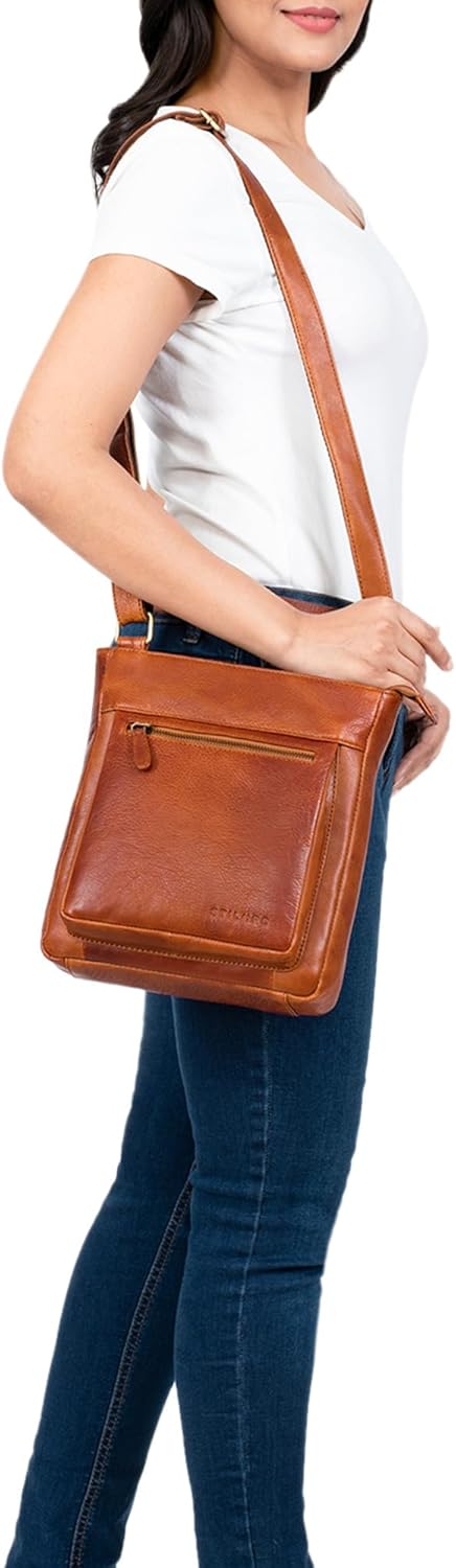 STILORD 'Kaja' Vintage Ledertasche Damen Umhängetasche Handtasche Crossbody Bag Elegante Schultertas