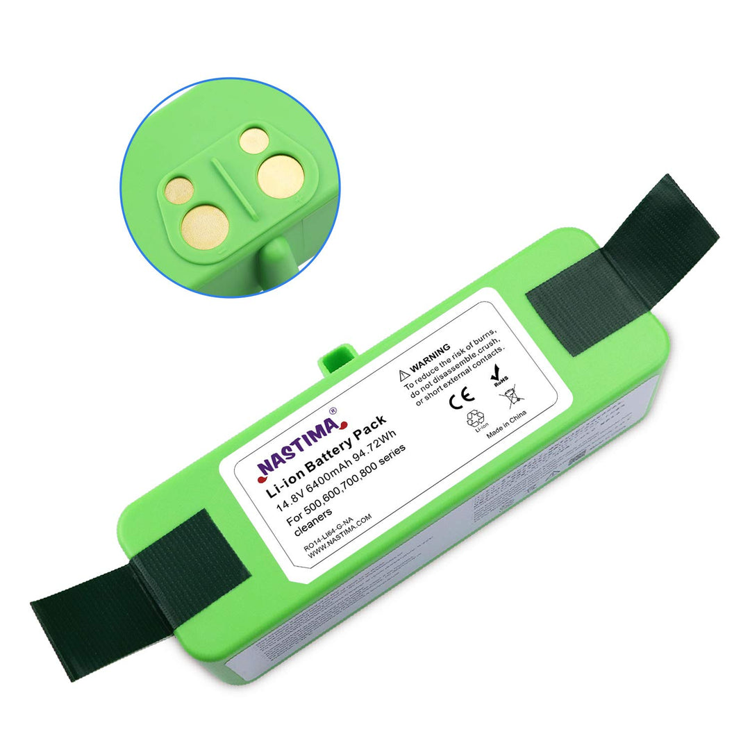 NASTIMA 14,8V Lithium Akku 6,4Ah (2021 Aktualisierung) Kompatibel mit Roomba 500 510 521 530 531 532