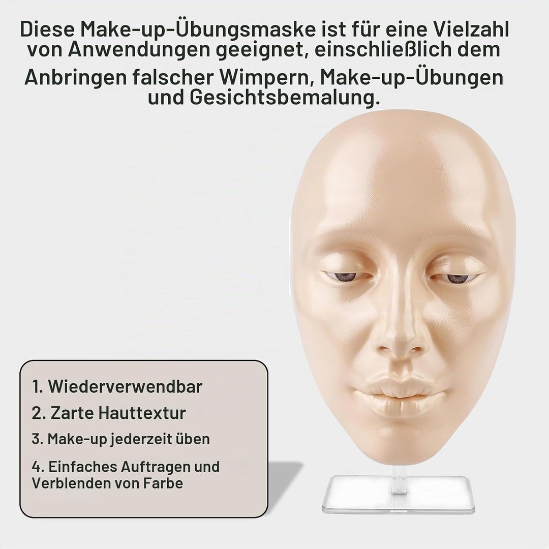 Schminkpuppe, Schminkkopf Für Mädchen, Silikon Make-Up-Übungs Gesicht, Wiederverwendbares Make Up Üb
