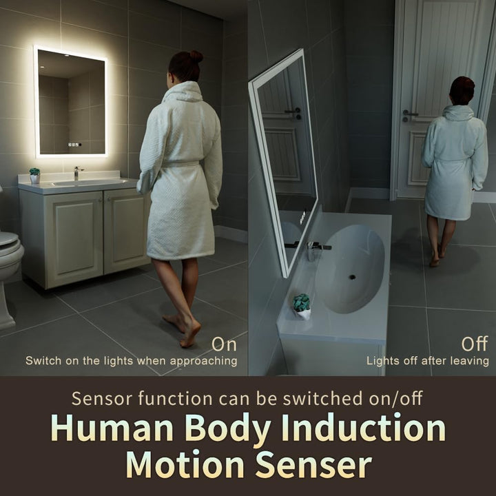 GANPE LED Badezimmerspiegel, Schminkspiegel Wandmontage, menschliche Induktion, Bluetooth, Anti-Besc
