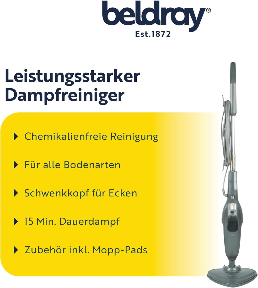 Beldray Clean & Refresh Dampfreiniger – Dampfmopp, Chemikalienfreie Reinigung, Präzisionskopf für Ec