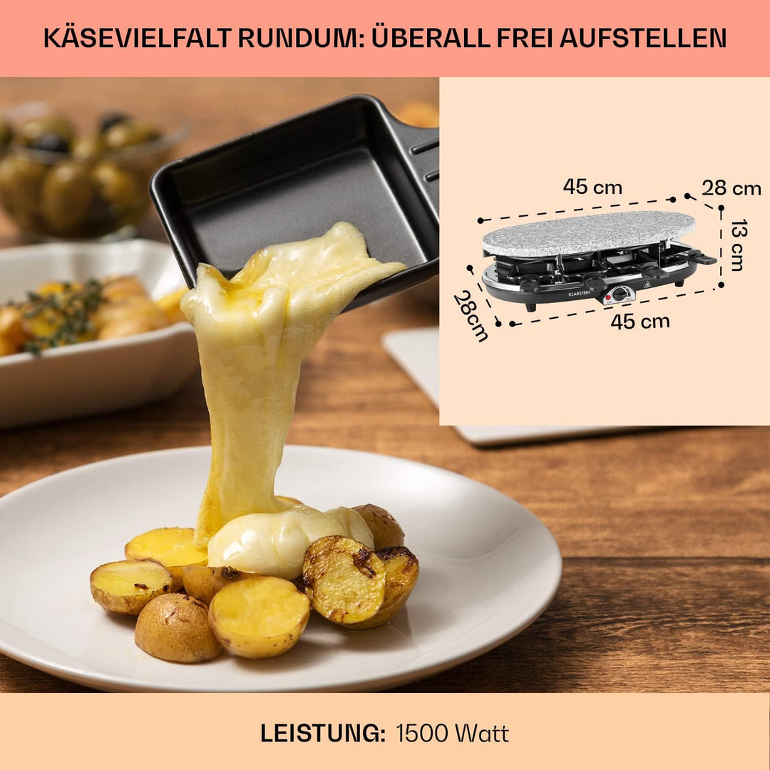 Klarstein Steaklette All-U-Can-Grill Raclette - 1500 Watt Raclette Grill, Raclette 8 Personen inkl.