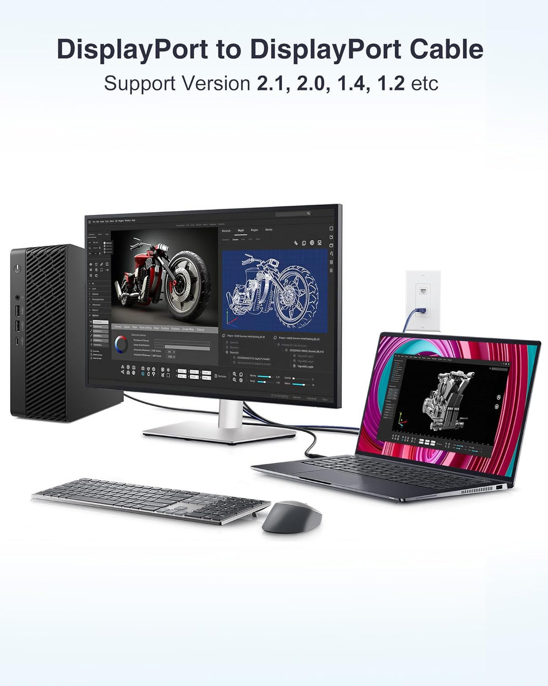 10K 8K 4K DisplayPort 2.1 Kabel 54Gbps 7.5M, VESA Zertifiziertes DP zu DP Kabel 4K 240Hz 144Hz 120Hz