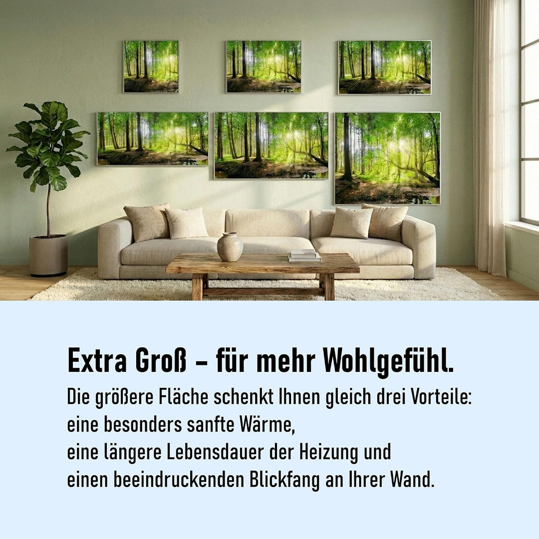 STEINFELD Heizsysteme® Glas Bild Infrarotheizung mit Thermostat | Made in Germany | viele Motive 350