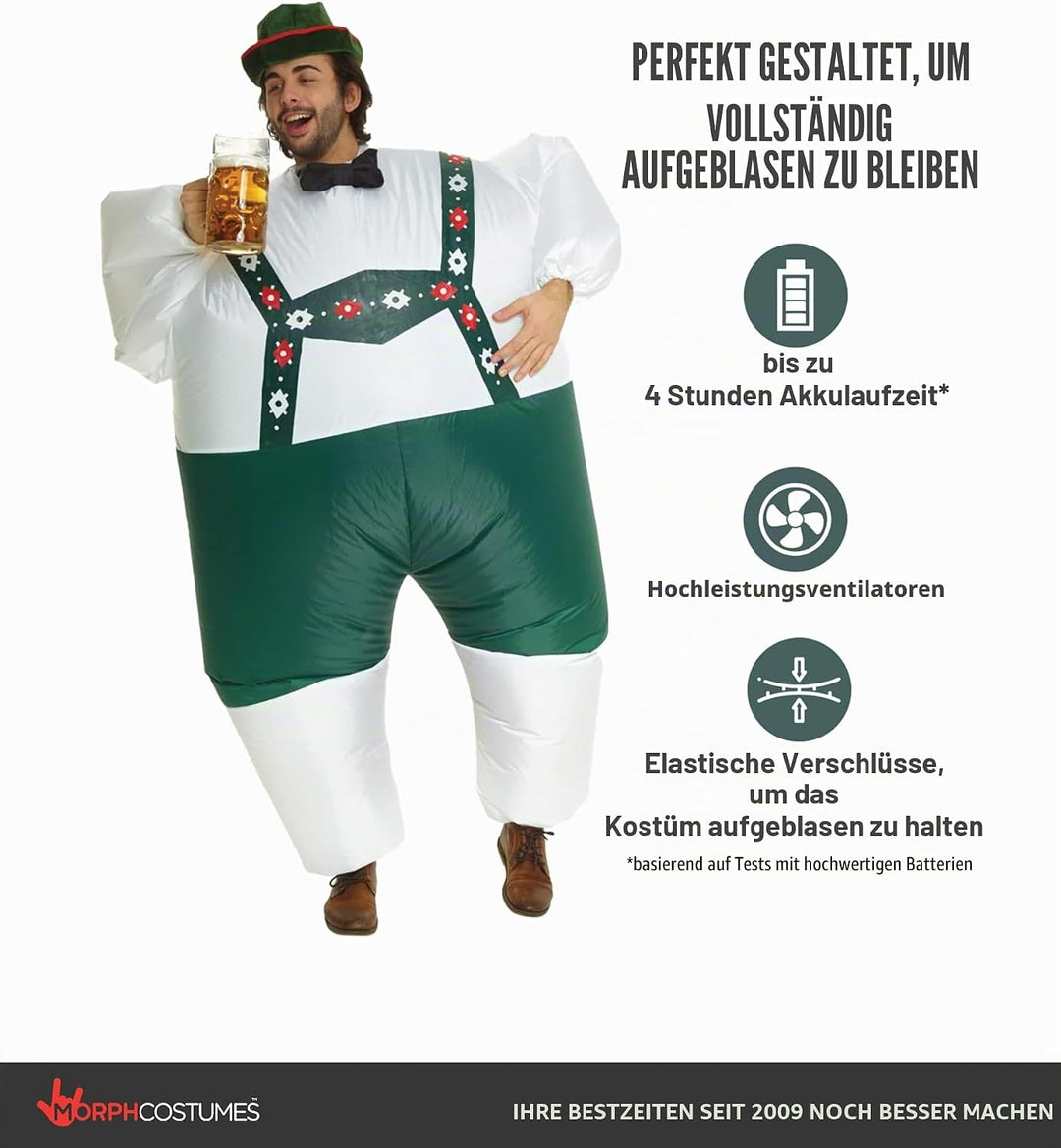 Morph Aufblasbares Lederhosen Kostüm für Erwachsene, Megamorph - Einheitsgrösse Lederhosen Erwachsen