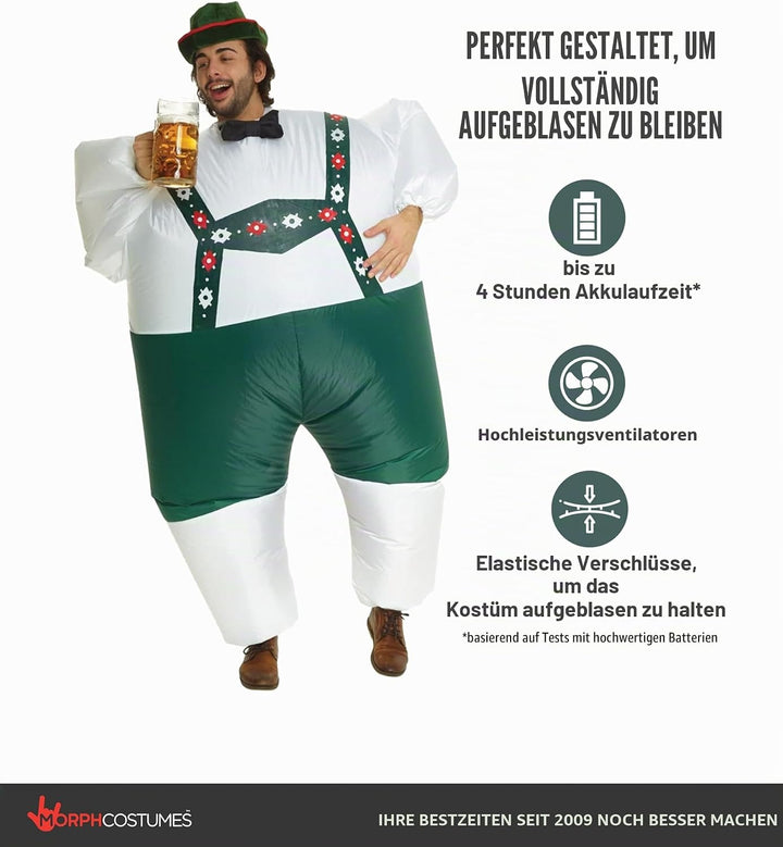 Morph Aufblasbares Lederhosen Kostüm für Erwachsene, Megamorph - Einheitsgrösse Lederhosen Erwachsen